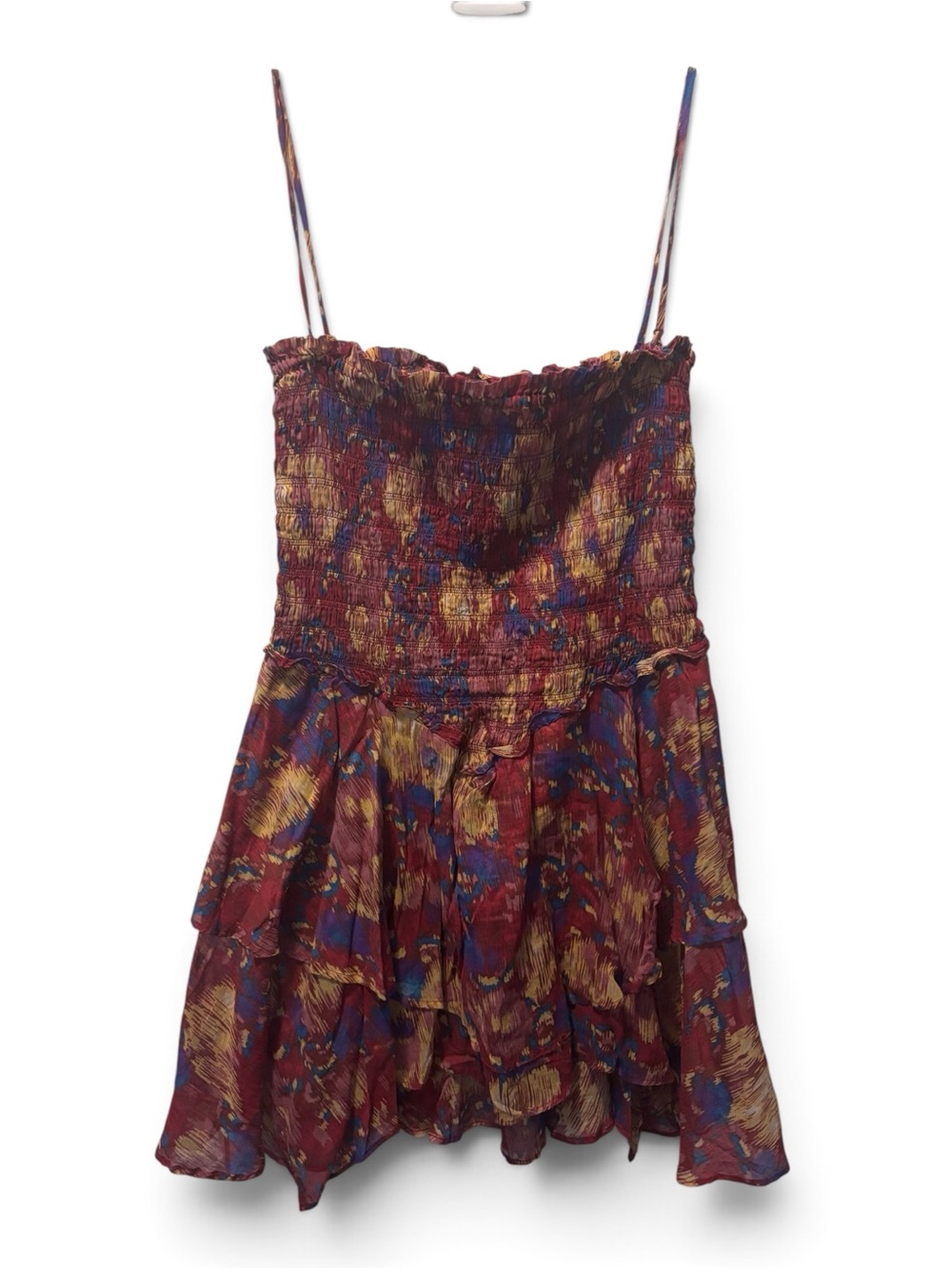 Isabel Marant Étoile Anka Smocked Ruffle Mini Dress Multicolor Size 36